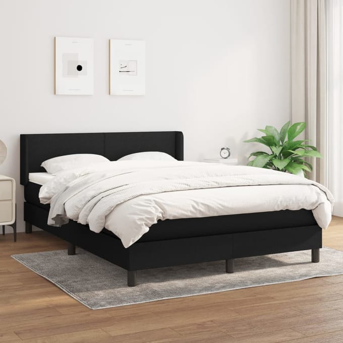 vidaXL - Boxspring - met - matras - stof - zwart - 140x200 - cm