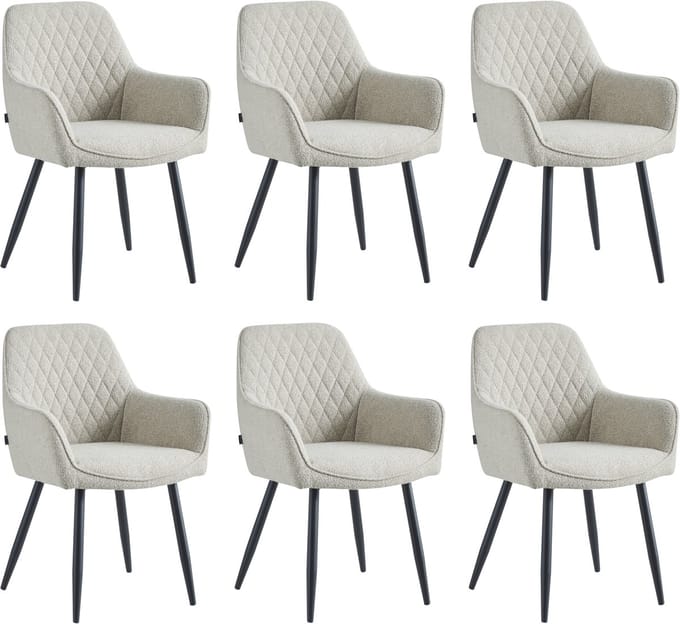 Colenis® - Beverly Eetkamerstoel - Set Van 6 - Beige - Bouclé