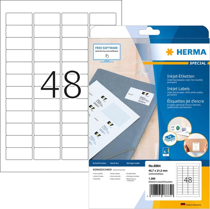 Herma Inkjet labels white 45,7x21,2 InkPrint Special 1200 pcs.