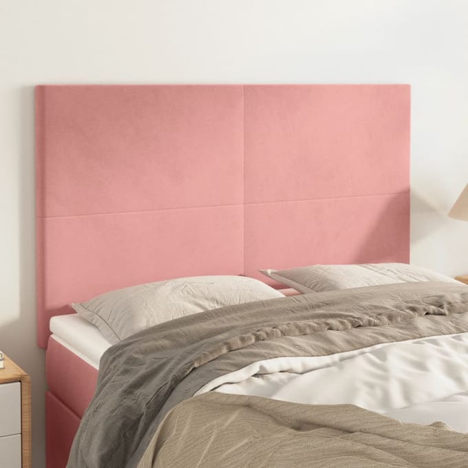 vidaXL - Hoofdbord - roze - 144x5x118/128 - cm - fluweel
