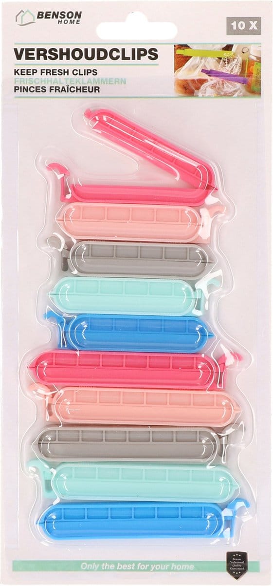 Set van 20x gekleurde vershoudclips / vershoudknijpers - zakklemmen