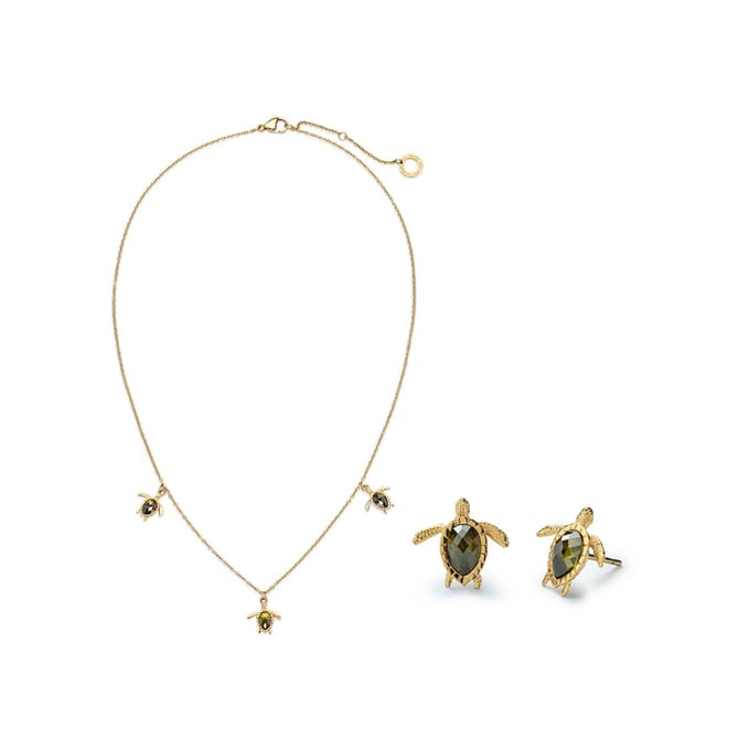 Set Turtle/Schildpad ketting & oorbellen