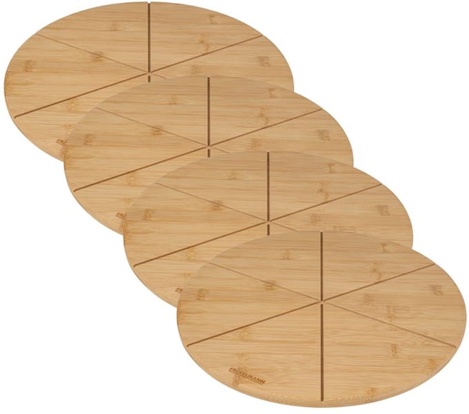 Set van 4 Pizzaplanken met snijgroeven, Ø 32 cm