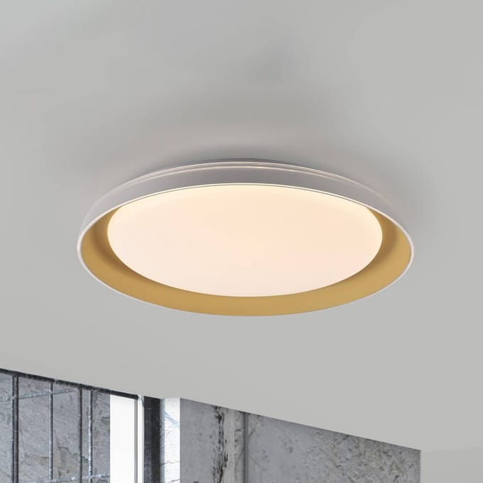 JUST LIGHT. GmbH JUST LIGHT. Sati plafondlamp, kunststof, wit/messing