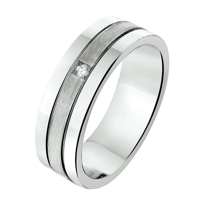 Gerhodineerd Zilver Ring A309 - 6 Mm 0.02Ct H Si 1315587
