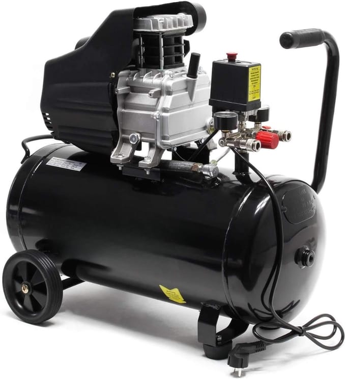 QIN® Compressor 50 Liter - Stille Compressor - Compressor - Zwart - 74cm x 33cm x 77cm