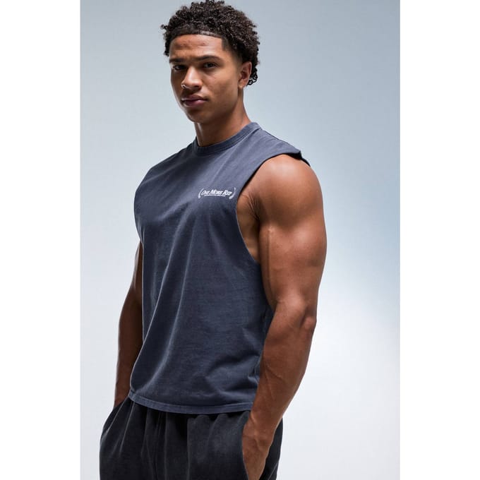 Nog Één Rep Gewassen Regular Fit Tanktop | Navy | Size Medium