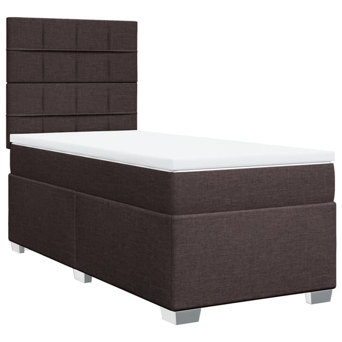vidaXL - Boxspring - met - matras - stof - donkerbruin - 90x200 - cm