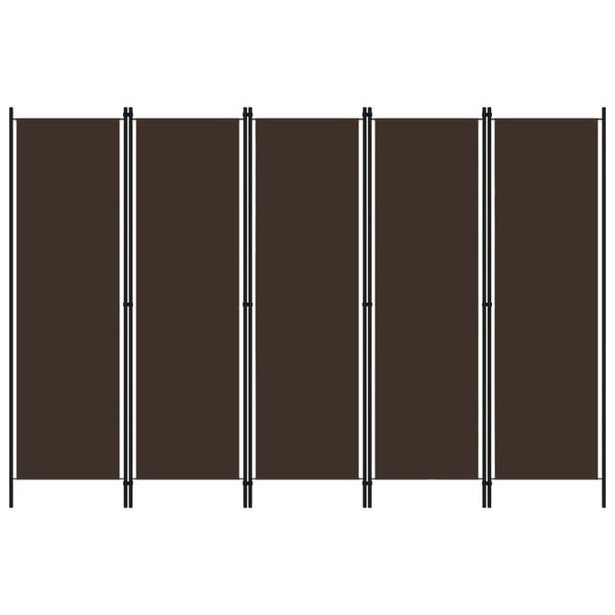 vidaXL - Kamerscherm - met - 5 - panelen - 250x180 - cm - bruin