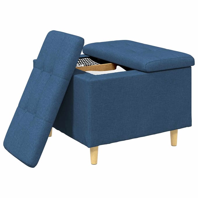 vidaXL - Ottoman - met - opslag - Blauw - 60 - x - 60 - x - 45 - cm - Stof
