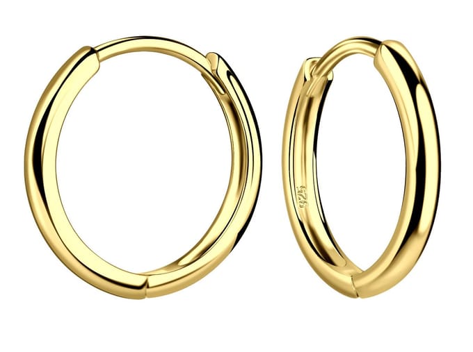 Joy|S - Zilveren oorringen - klap scharnier - 15 mm / 2 mm - gold plated