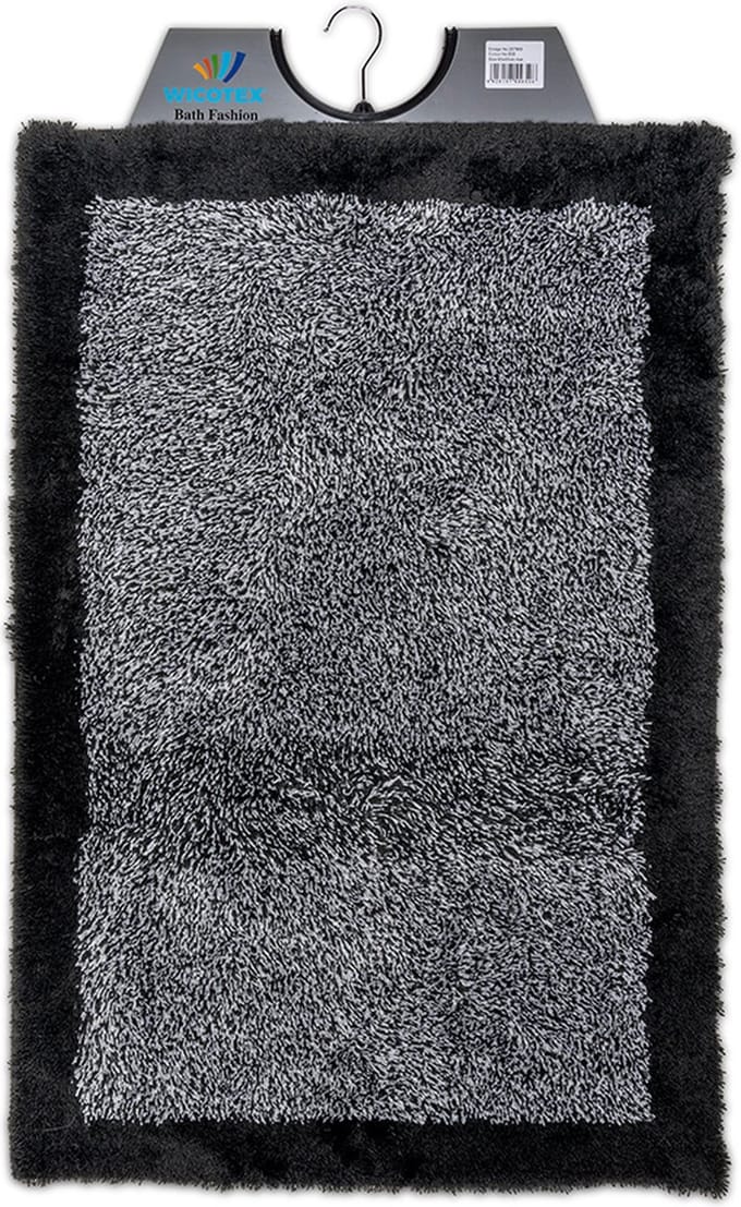 Wicotex - Badmat Grijs met Zwarte rand - Badmat - Antislip onderkant - Afmeting 60x90cm