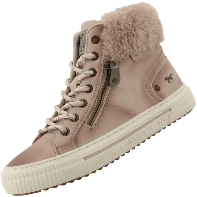 Mustang dames hoge sneaker beige