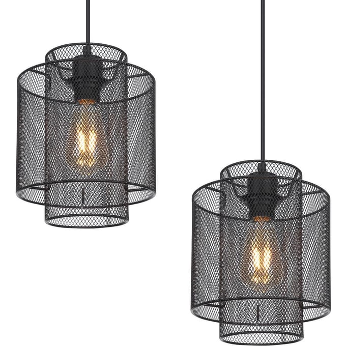 Globo - hanglamp - Augustin - zwart - metaal - grote eettafellamp - E27 - 15664-4H