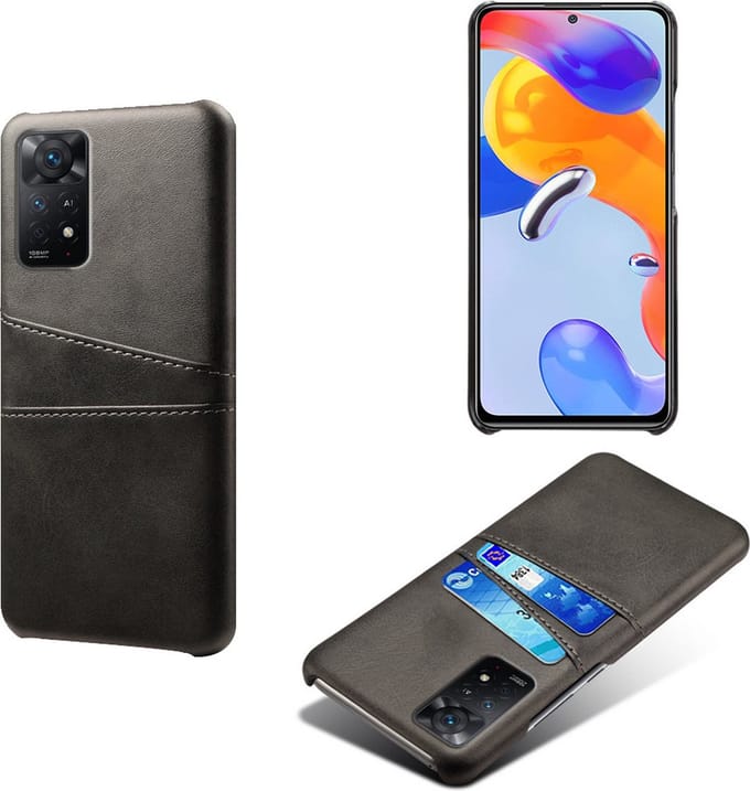 Backcover met Opbergvakjes + PMMA Screenprotector voor Xiaomi Redmi Note 11 Pro 4G/5G _ Zwart