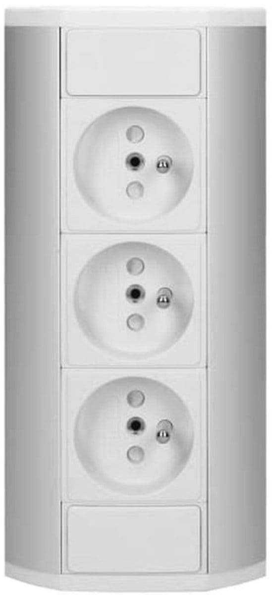 Meubelcontactdoos Stopcontact 3x2P+Z - Wit en Zilver