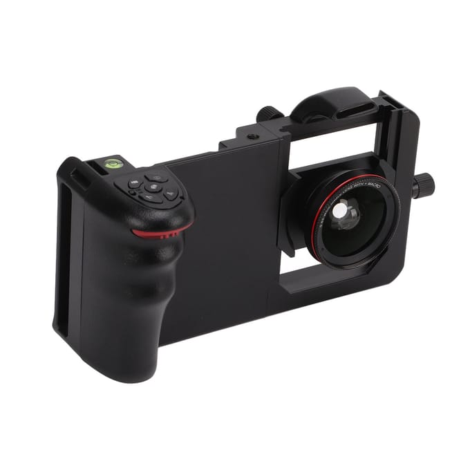 Telefoon Video Rig Handheld Smartphone Camera Stabilisator Ondersteuning Universeel met Groothoek Macro 2 in black