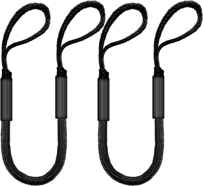 Bungee Dock Lijn - Meertouw Boot - Veilig Aanleggen - Verstelbare Lussen - 4-5.5FT - Zwart
