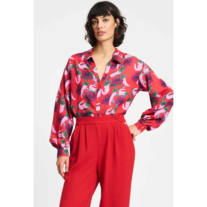 POM Amsterdam Blouse - Violet Picnic Delight Red Größe: 44 | Longsleeves Outlet | Damen | Violett