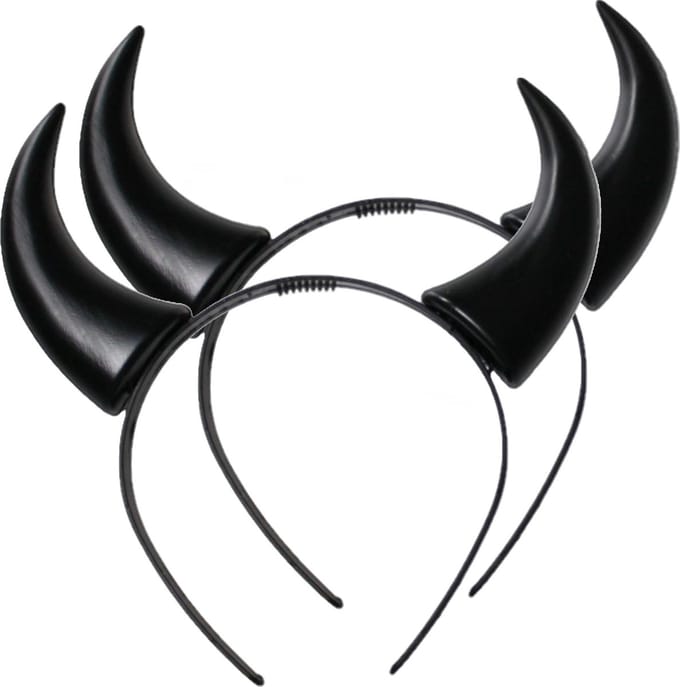 Krüger Halloween Duivel Hoorntjes diadeem - 2x - plastic - zwart - volwassenen
