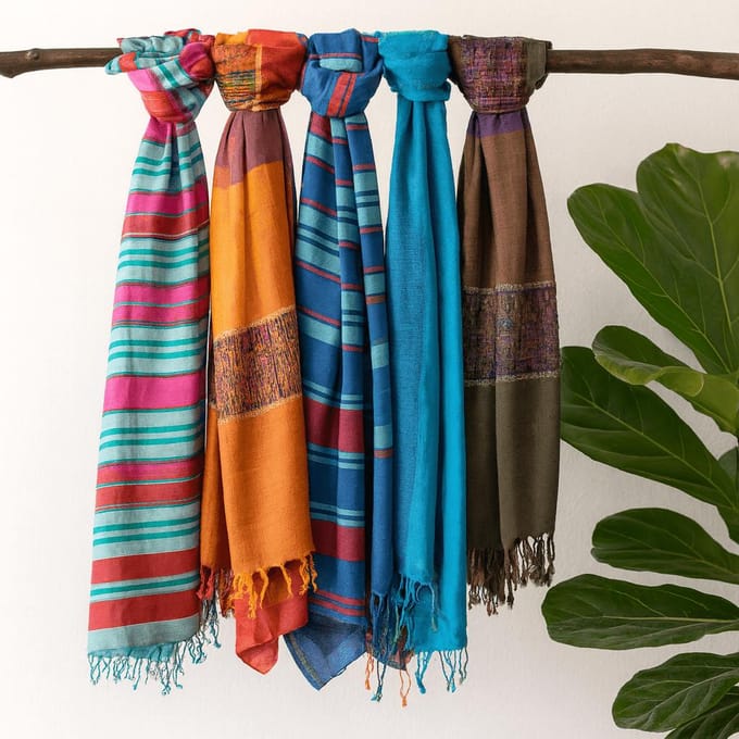 Large Indian Boho Scarves - 75x180cm - Random Blues