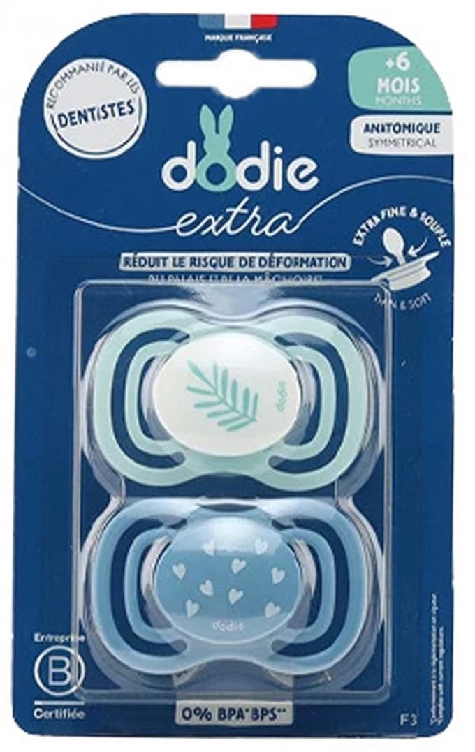 Dodie Extra 2 Symmetrical Anatomische Fopspenen + 6 Maanden (Kleur : Blad/Harten)