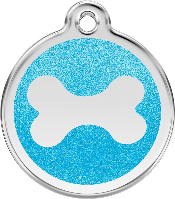 Red Dingo hondenpenning 38 mm bot glitter aqua