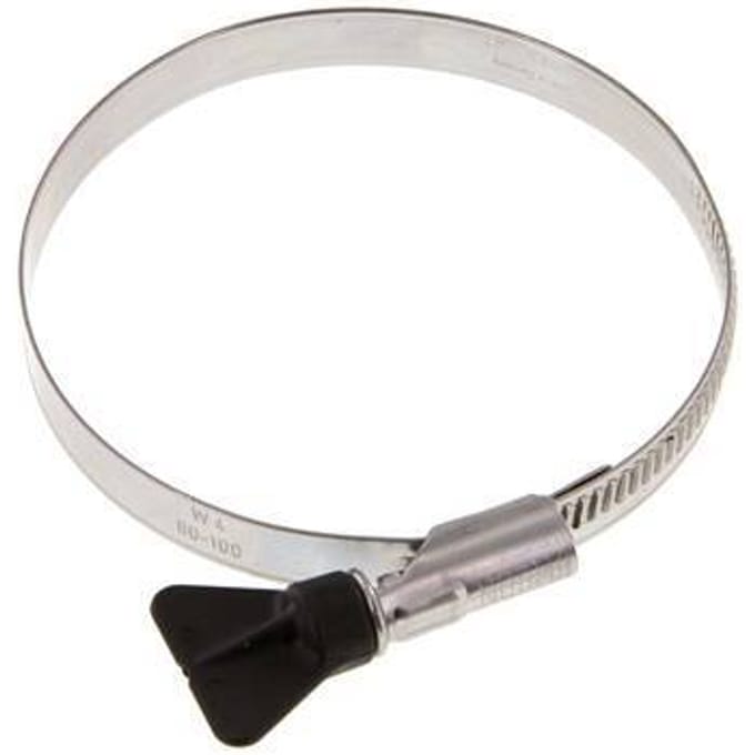 80 - 100 mm Slangklem van Rvs 304 met een 12 mm band Met Vleugelmoer - Norma