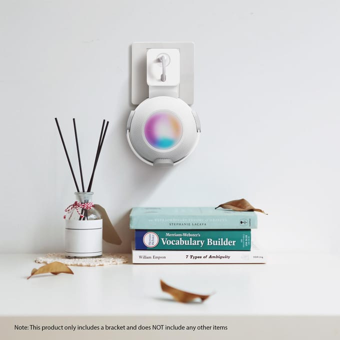 Slimme luidsprekerstandaard voor aan de muur, geschikt voor HomePod Mini Audiostandaard met netsnoerbeheer wit