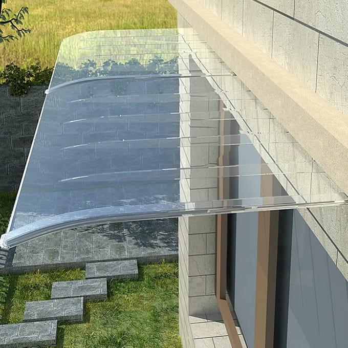 Gebogen Deurluifel - Zonwering Ingang - Bescherming Buiten - Onzichtbaar Polycarbonaat - 40x40 cm - Transparant