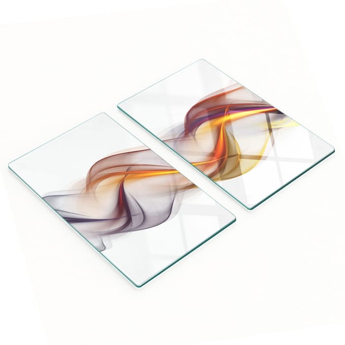 Keukenplanken van gehard glas met abstracte golfmotieven, 2x30x52 cm