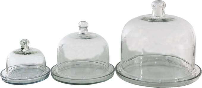 Clayre & Eef Glazen stolpen set van 3 Ø 28 / Ø 21 / Ø 16 cm Glas Stolpen