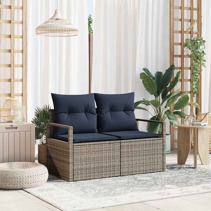 vidaXL - Tuin - Sofa - met - kussen - 120 - x - 62 - x - 69 - cm - poly - rattan