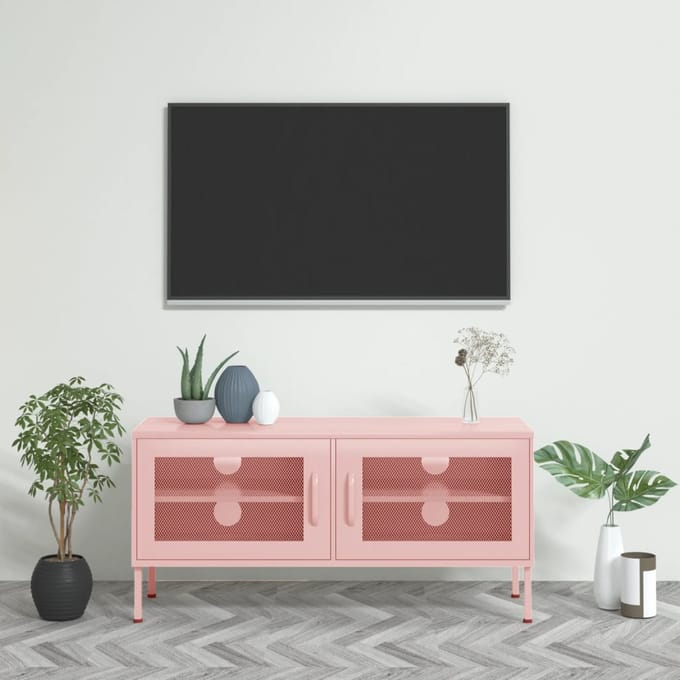 vidaXL - Tv-meubel - 105x35x50 - cm - staal - roze