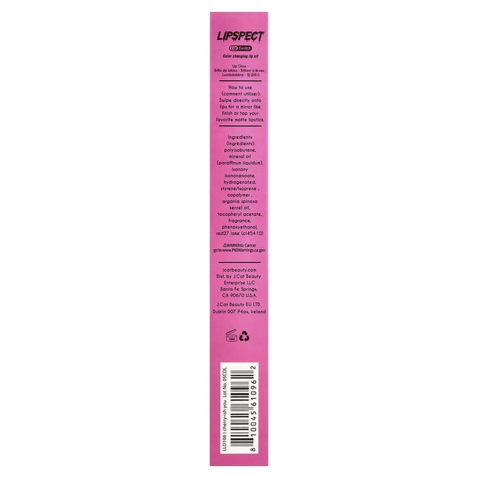 J.Cat Beauty, Lipspect Lip Sensor, Kleurveranderende Lipolie, LLO106 I Kersen-Shea Olie, 3 ml (0,1 floz) white