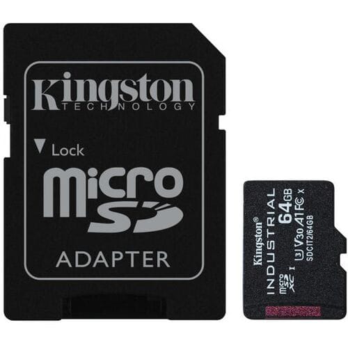 Kingston 64 GB microSDXC industriële C10 A1 pSLC-kaart + SD-adapter