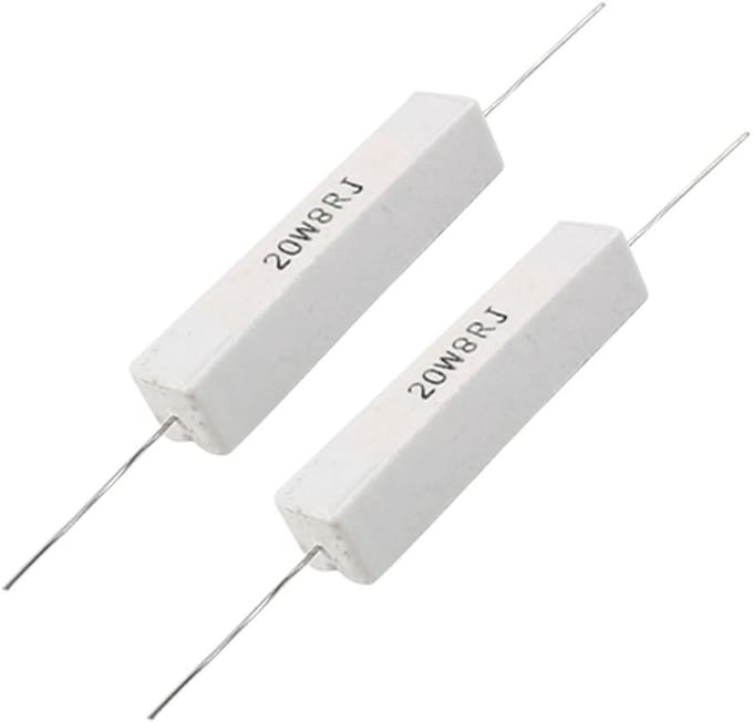 Keramische Weerstand - Cement Weerstand - Elektronica Reparatie - Draadgewonden Constructie - 20W 8 Ohm - Wit