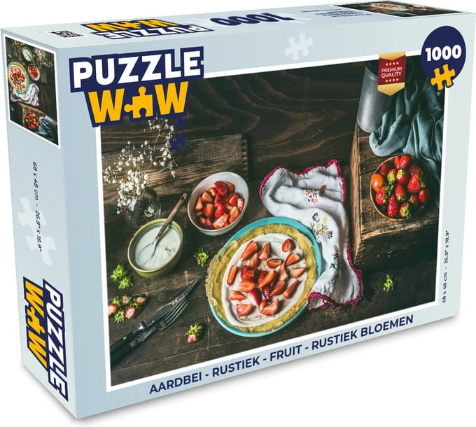 Puzzel Aardbei - Rustiek - Fruit - Rustiek Bloemen - Legpuzzel - Puzzel 1000 stukjes volwassenen