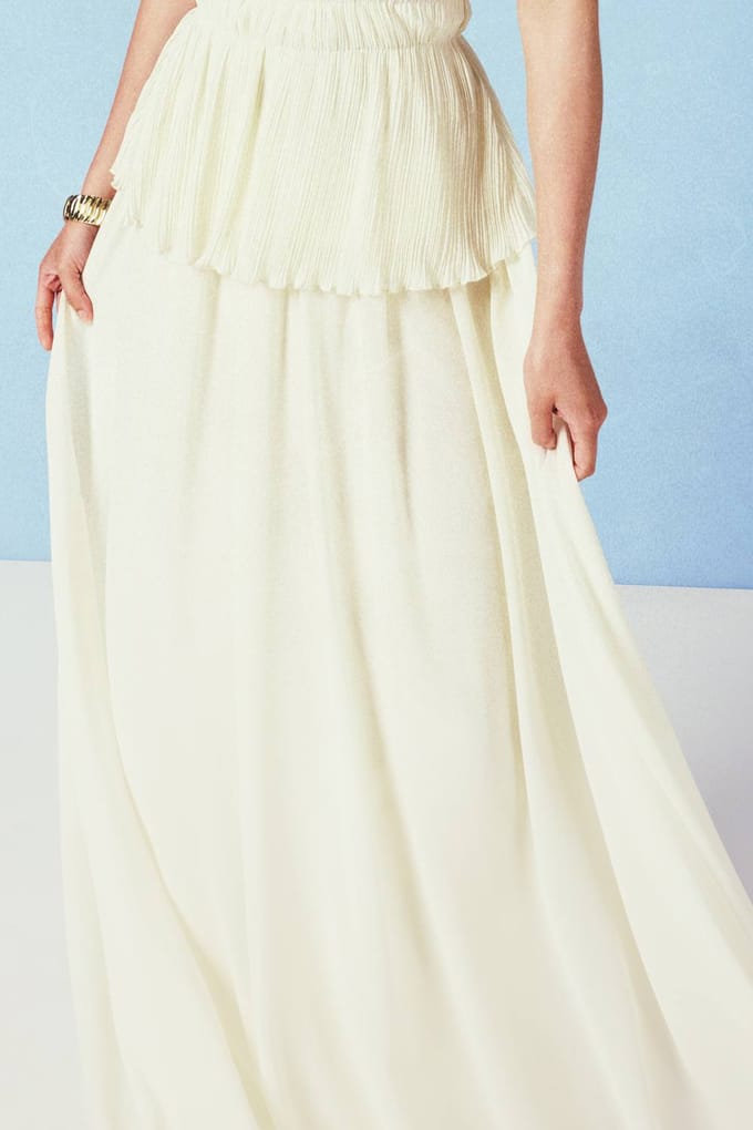 boohoo Dames Chiffon Geplooide Maxi Rok | Ivory | Maat: 16