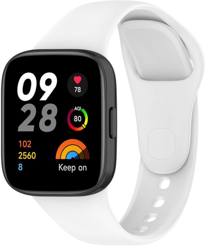 By Qubix - Siliconen bandje - Wit - Geschikt voor Xiaomi Redmi Watch 3