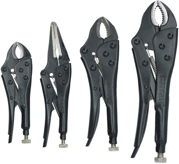 Locking Grip Tang Set - 4 st Vergrendelingstangen met Gebogen en Rechte Kaken