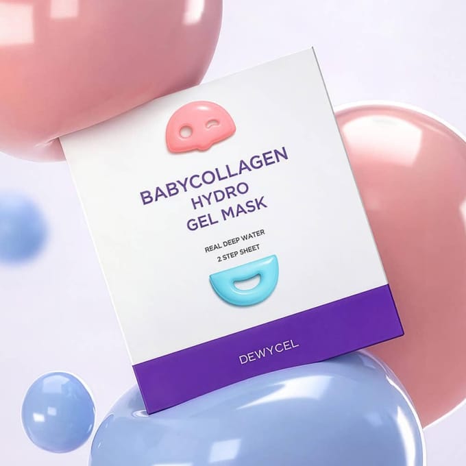DEWYCEL Baby Collagen™ Hydrogel Mask 4 Vellen Ultra-Hydraterend en Huidverstevigend Gezichtsmasker Vel Pakket pink