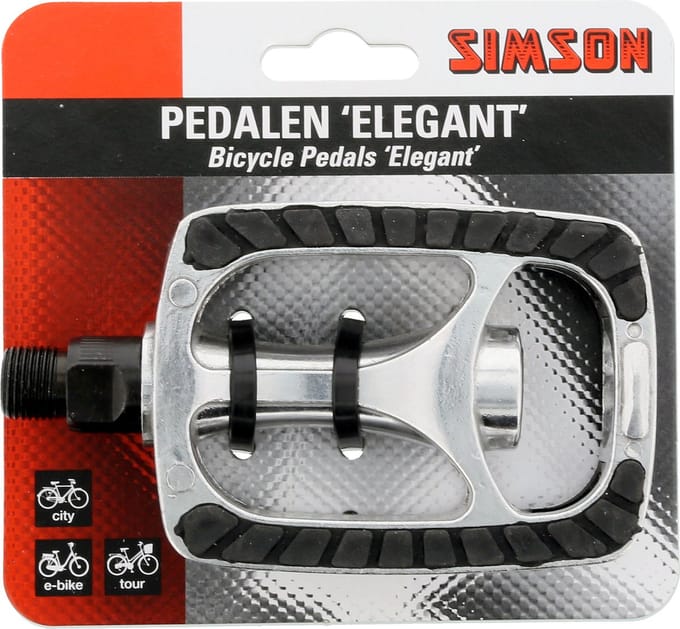 Simson Aluminium fiets pedalen - antislip en reflectoren - voor stads- en E-bikes