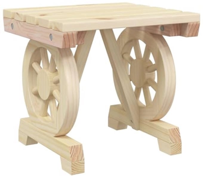 Houten Tuin Poef - 40 x 36.5 x 38.5 cm - Stevig Spruce Hout