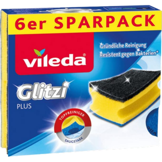 Vileda Pannenreiniger - Schoonmaakspons Glitzi plus, 6 stuks