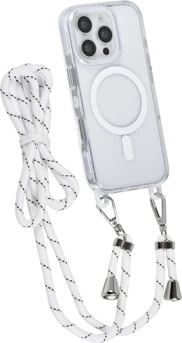 Multimedia & Accessoires MagSafe TPU Back Cover Hoesje met Koord geschikt voor Apple iPhone 16 Pro Max - Wit