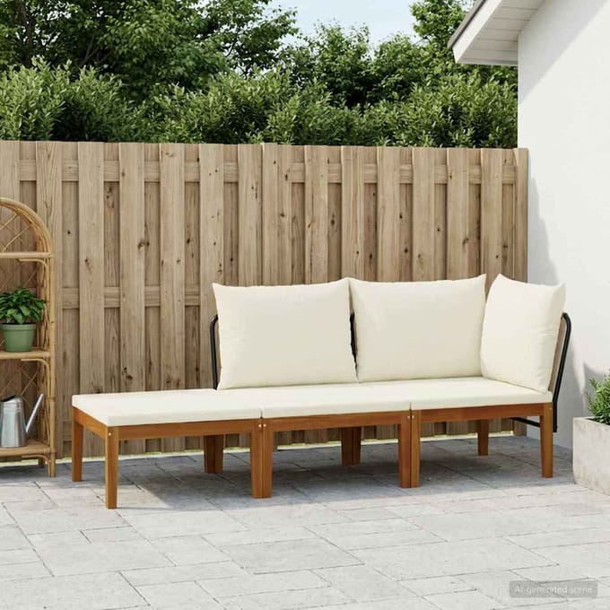vidaXL - 3 - st - Massief - acaciahout - & - touw - Naturel