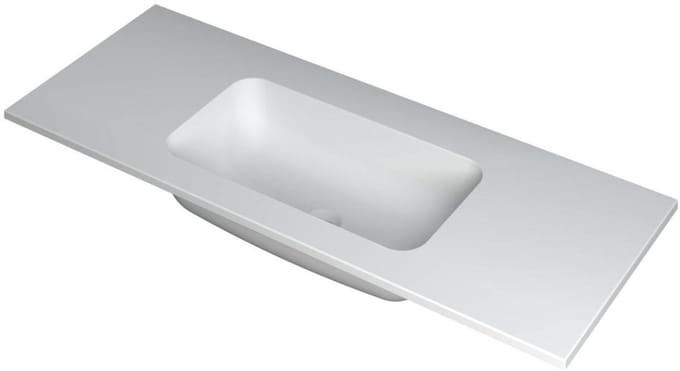 INK Faktor Wastafel Polystone Midden Zonder Kraangat - 1200x450x15 mm - Mat Wit