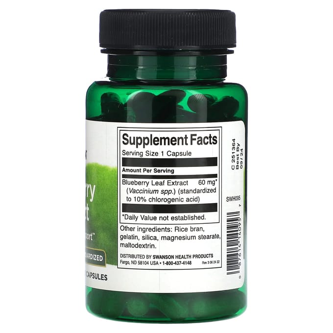 Blauwe Bes Extract, Gestandaardiseerd, 60mg, 90 Capsules
