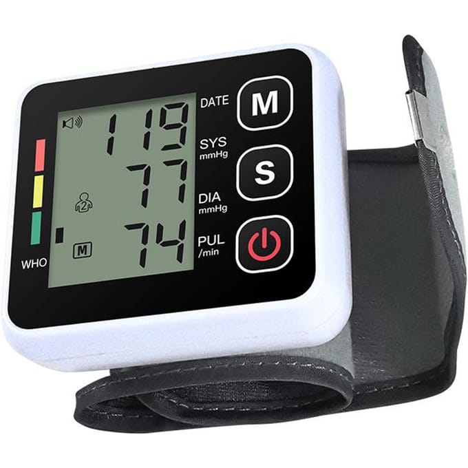 Draagbare bloeddrukmeter Polsbloeddrukmeter Hartslagmeter Digitale polsmeter PR LCD-scherm Gezondheidszorg Medisch gray